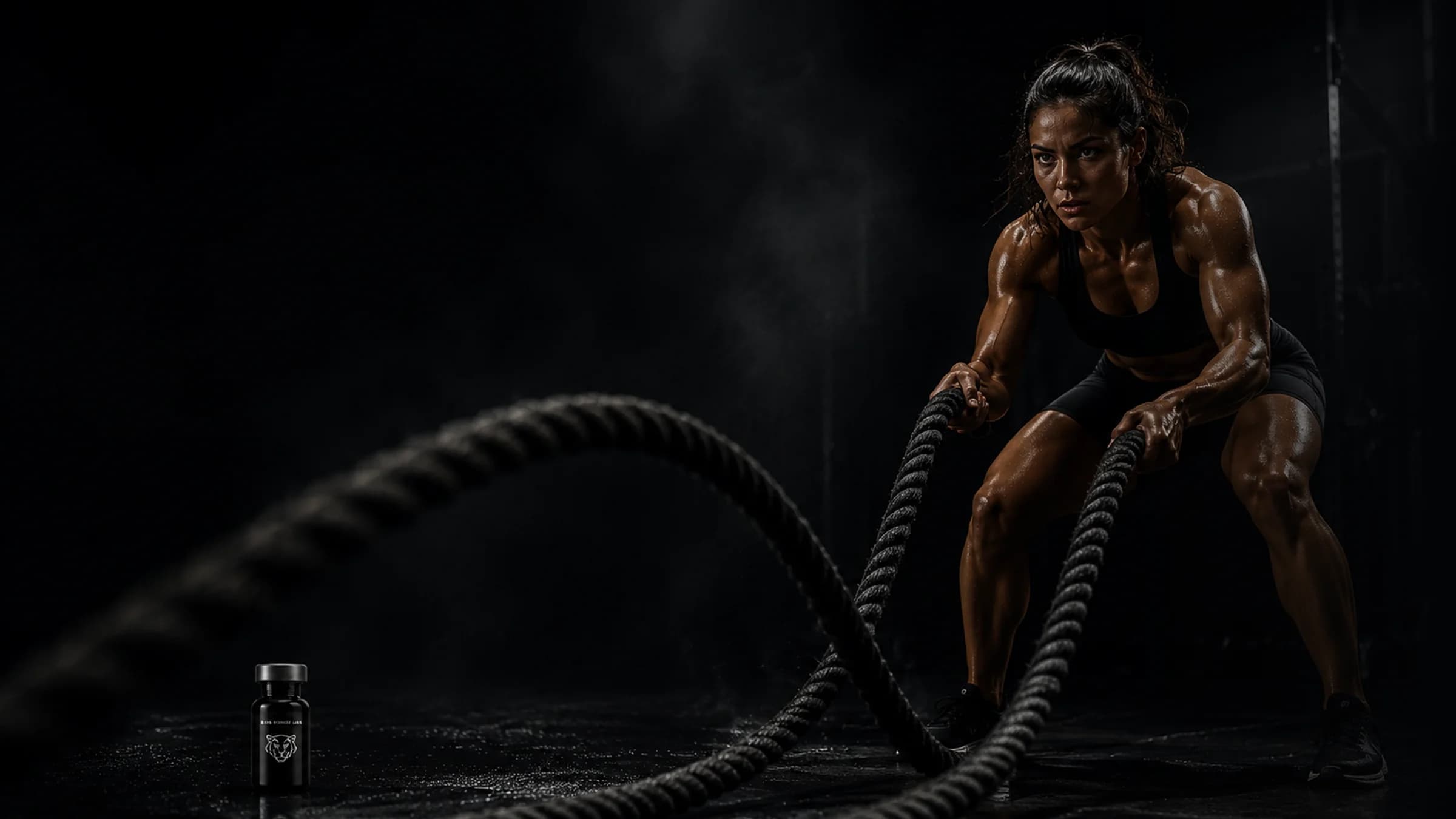 Elite athlete recovering beside The Panther Stack